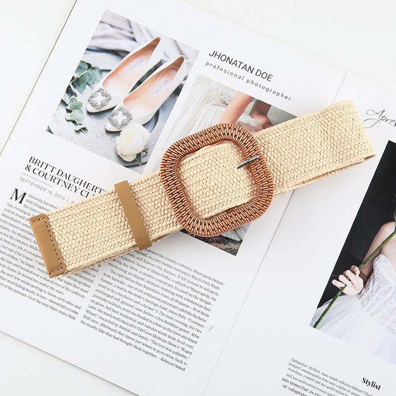 Cotton And Linen Straw Woven Belt Women Cotton And Linen Straw Woven Belt Women